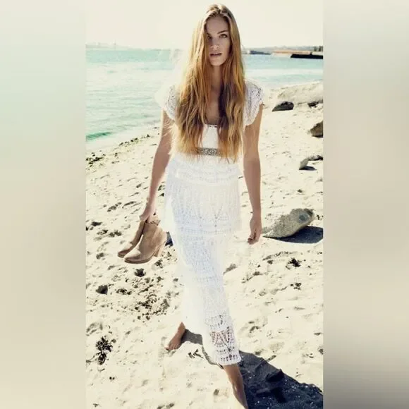 Anna Kosturova Cotillion handmade Crochet Midi Dress - size S - Picture 3 of 11